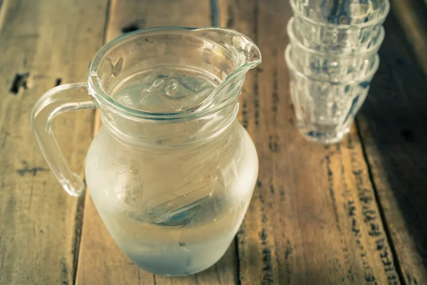 Glass pitcher of water and glass. — Stock Photo, Image