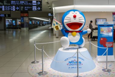 Doraemon modeli performansları Chitose Uluslararası Havalimanı'nda 