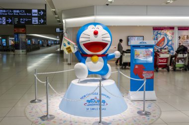 Doraemon modeli performansları Chitose Uluslararası Havalimanı'nda 