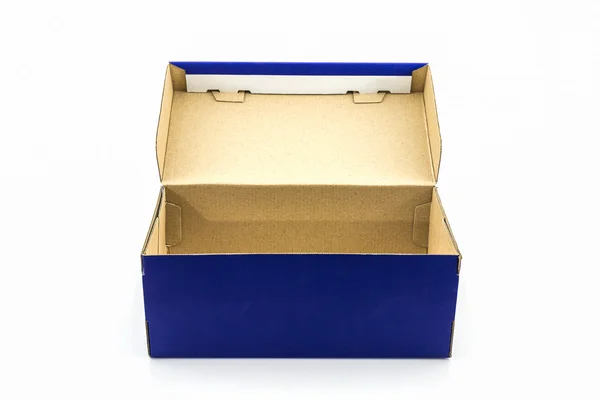 Синяя обувная коробка с дорожкой для стрижки . — стоковое фото