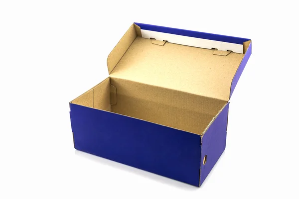 Blue shoe box with clipping path on white background. — Stock Photo, Image