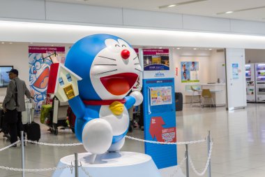 Doraemon modeli performansları Chitose Uluslararası Havalimanı'nda 