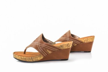 Kahverengi kadının ayakkabı.