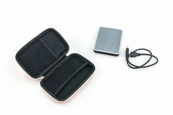 External hard drive carrying case. Bags for external hard drive. — Stock Photo, Image