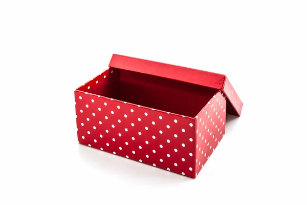 Red polka dots box. — Stock Photo, Image