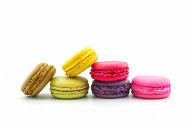 güzel ve renkli Fransızca macaroons veya macaron, tatlı. 