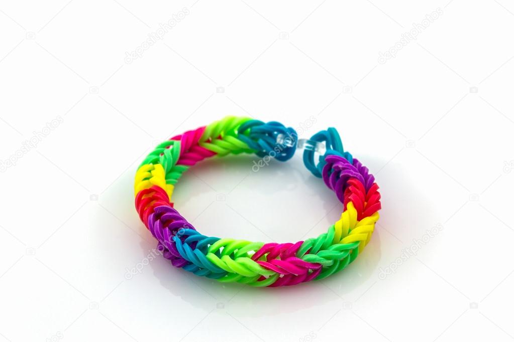 Colorful of elastic rainbow loom bands.