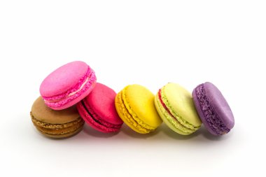 güzel ve renkli Fransızca macaroons veya macaron, tatlı. 