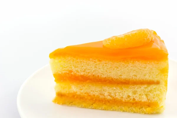 Orangen Kuchen Scheibe, Obstkuchen. — Stockfoto