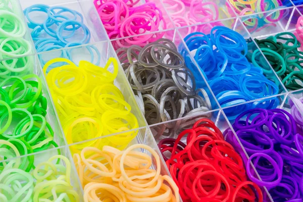 Close up Colorful of elastic loom bands. — Stock Photo, Image