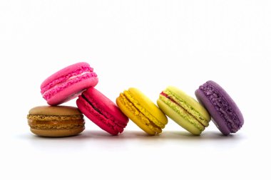güzel ve renkli Fransızca macaroons veya macaron, tatlı.