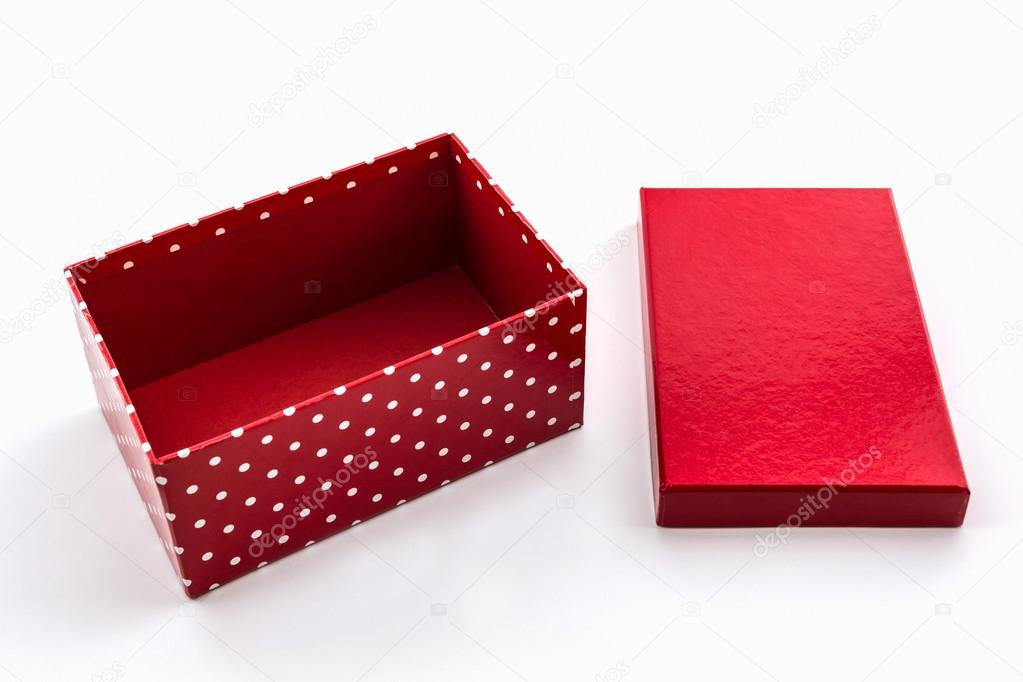 Red polka dots box ,with clipping path. — Stock Photo © amnachphoto ...