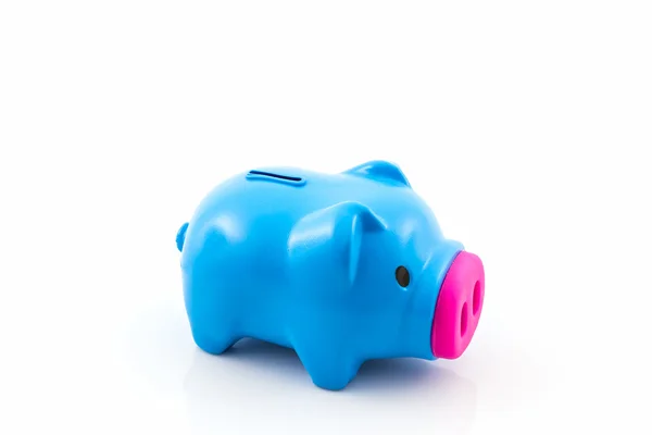 Blue piggy bank saving. — Stock Photo, Image