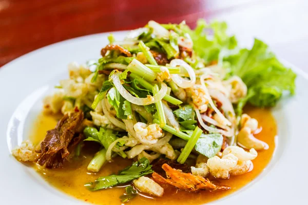 Spicy pork salad with vegetables. — Stock Photo, Image