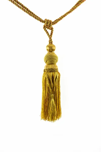 Yellow curtain tassel interior decoration. — Stock Photo, Image