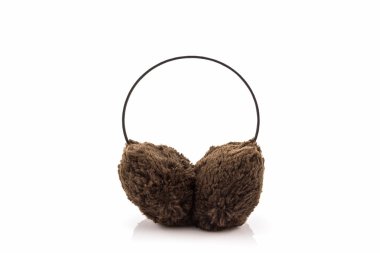 Kahverengi tüylü kış kulak muff.