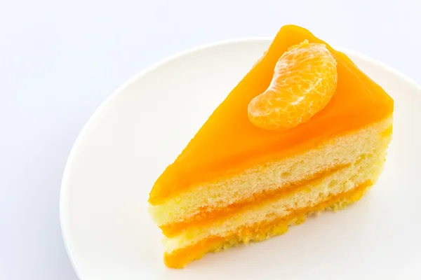 Orangen Kuchen Scheibe, Obstkuchen. — Stockfoto