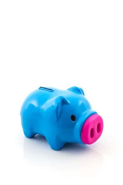 Blue piggy bank saving. — Stock Photo, Image