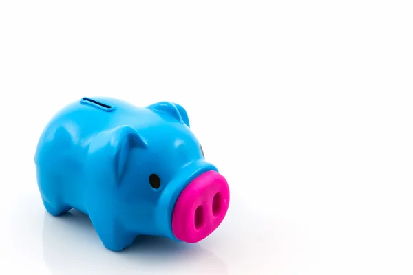 Blue piggy bank saving — Stock Photo, Image
