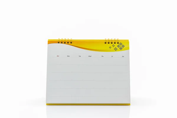 Gul blank papper skrivbord spiral kalender. — Stockfoto