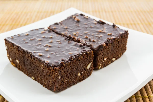 Brownie cake on white background . — Stock Photo, Image