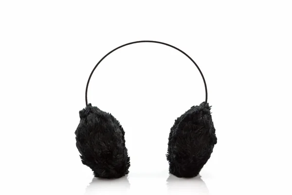 Fekete fuzzy téli fül muff . — Stock Fotó