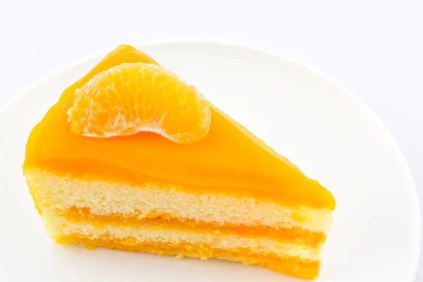 Orangen Kuchen Scheibe, Obstkuchen. — Stockfoto