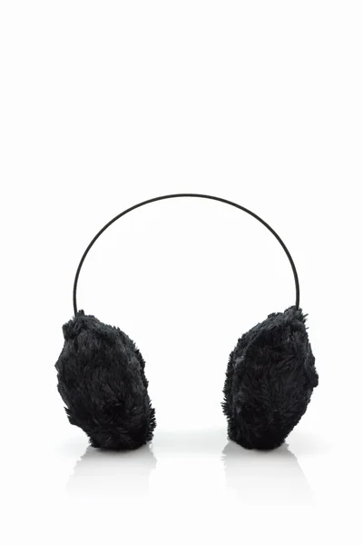 Preto fuzzy inverno orelha muff  . — Fotografia de Stock