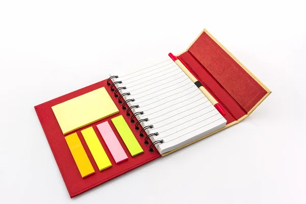 Röd dagbok bok på vit bakgrund. — Stockfoto