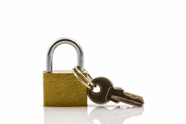 Key and lock on white background. — Stock Photo, Image