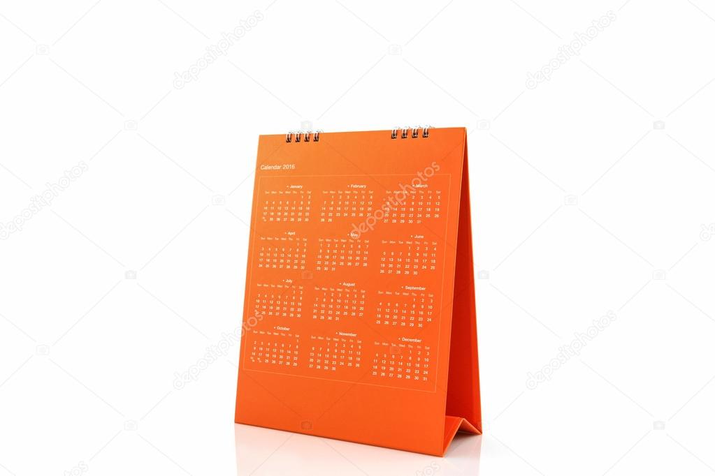 Orange blank paper desk spiral calendar 2016.