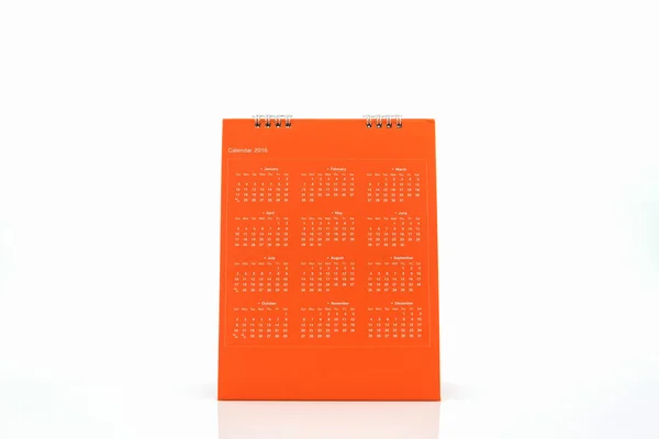 Calendrier spirale bureau papier blanc orange 2016 . — Photo