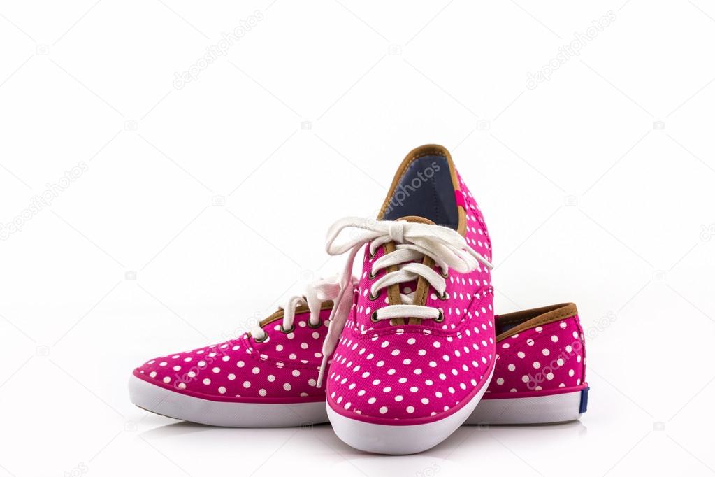 Pink polka dot canvas Shoe.