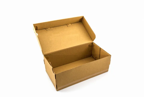 Brown shoe box on white background with clipping path. — Stock Photo, Image