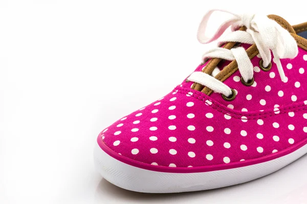 Rosa Polka Dot Canvas Schuh. — Stockfoto