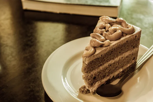 Fetta di torta di caffè . — Foto Stock