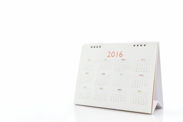 Livro branco mesa calendário espiral 2016 . — Fotografia de Stock