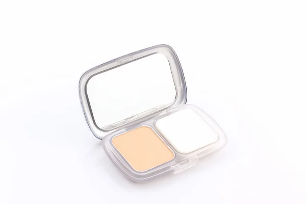 Polvo de maquillaje en estuche blanco . — Foto de Stock