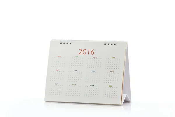 Weißes Papier Schreibtischspirale Kalender 2016. — Stockfoto