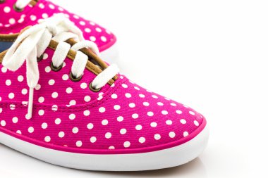 Pembe puantiyeli bez Ayakkabı.