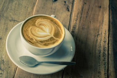 cappuccino veya ahşap masa kahve latte.