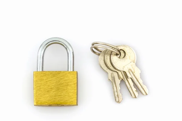 Key and lock on white background. — Stock Photo, Image