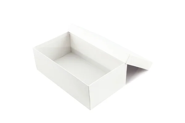 Caja de zapatos blanca sobre fondo blanco . — Foto de Stock