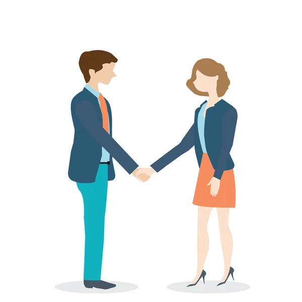 Femme d'affaires et homme d'affaires serrant la main — Image vectorielle