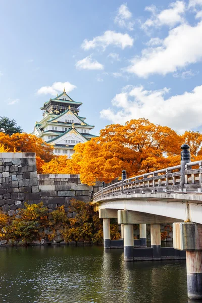 Osaka Kalesi Osaka ile sonbahar yaprakları, Japonya. — Stok fotoğraf