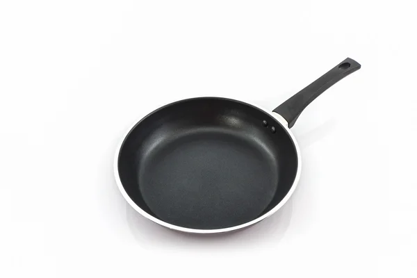 Black frying pan with handle. Royalty Free Stock Photos