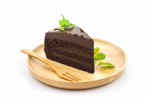 Tranche de gâteau au chocolat . — Photo