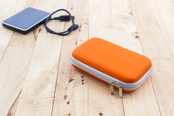 External hard drive carrying case. Bags for external hard drive. — Stock Photo, Image