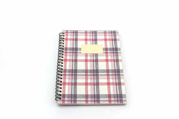 Tyg rutigt textur täcka spiral notebook. — Stockfoto