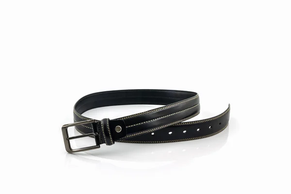 Black leather belt for men. — Stock Photo, Image